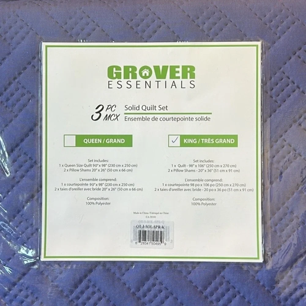 3PC Quilt Bedspread Set Oversized King Blue Coral